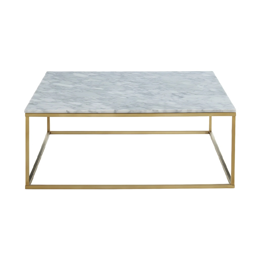 Table basse en marbre avec cadre en métal doré